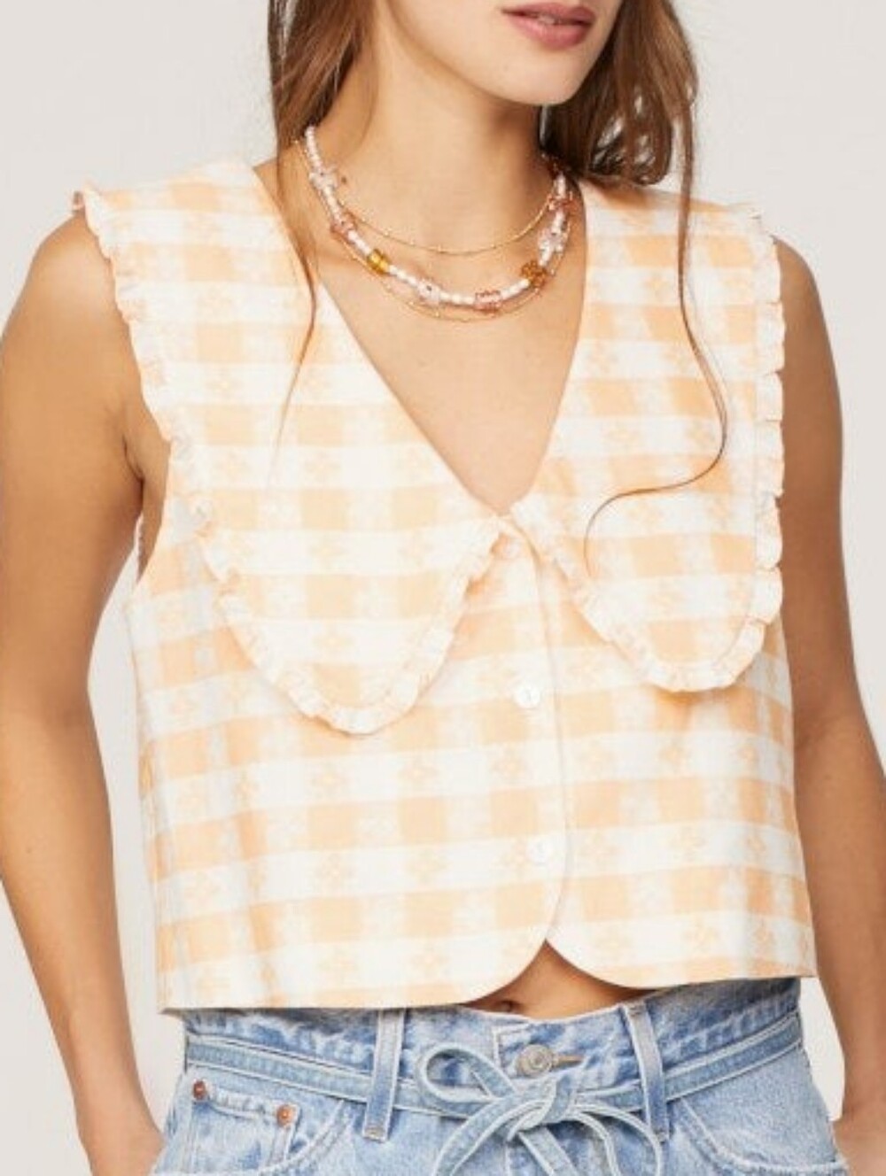 Rachel Antonoff Apricot Georgia Top Sleeveless Collar Size XS